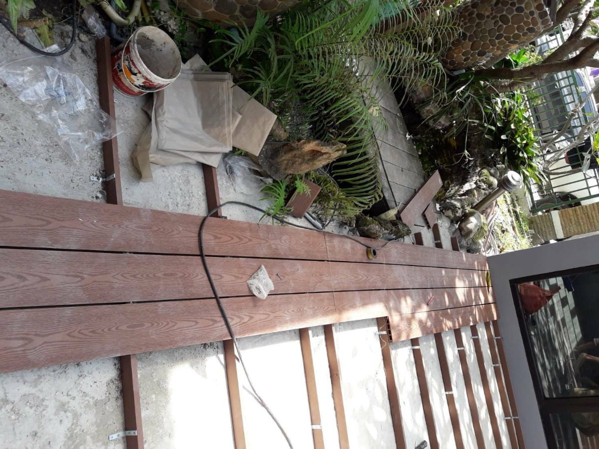 Bắt đầu thi công sàn gỗ ngoài trời